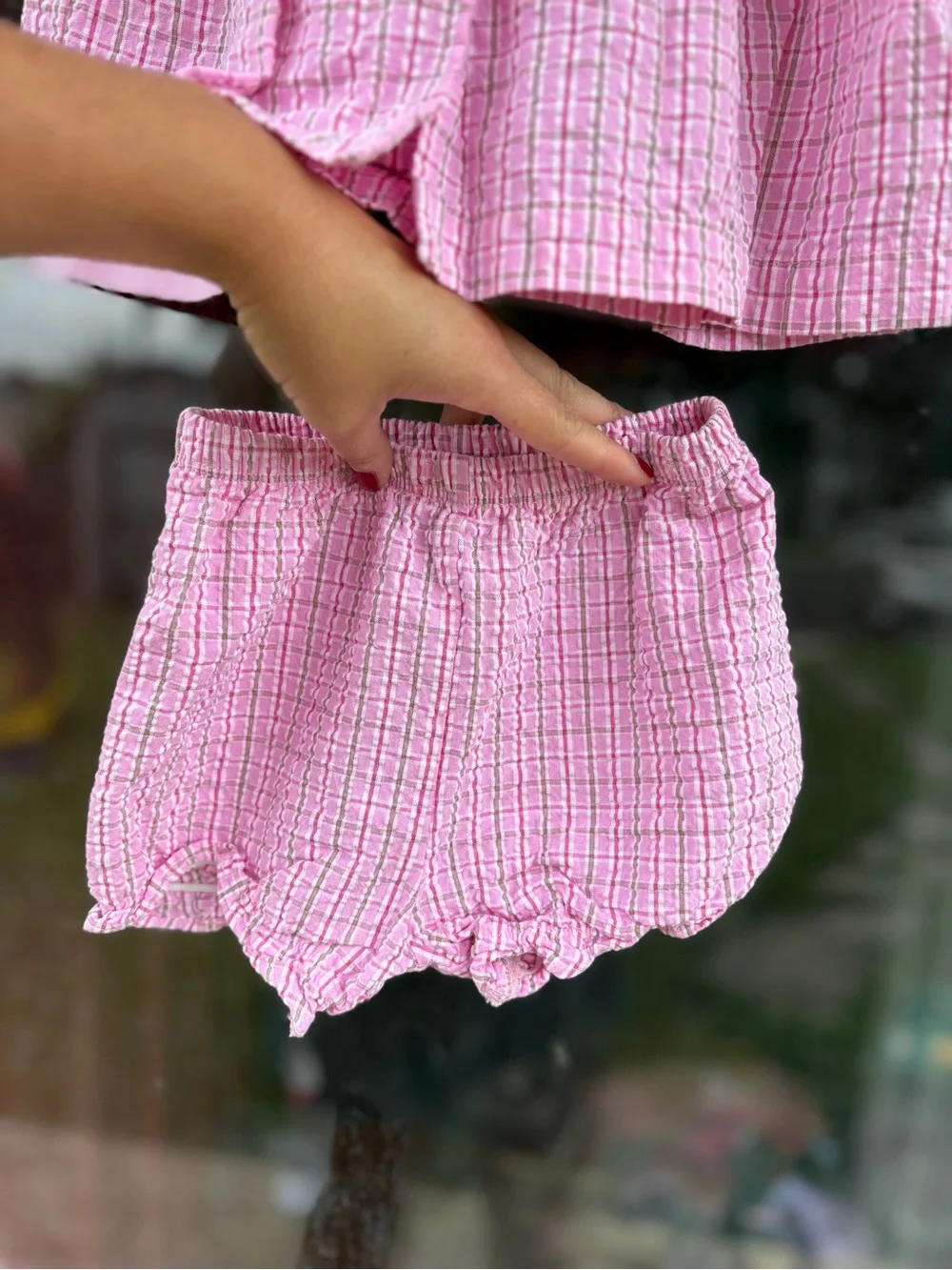 Vintage Oshkosh B’Gosh Girls Plaid Pink Slit Front Dress Floral Embroidered